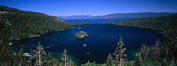 Mountains landscapes, Forest, Boats, Lake Tahoe HD wallpaper