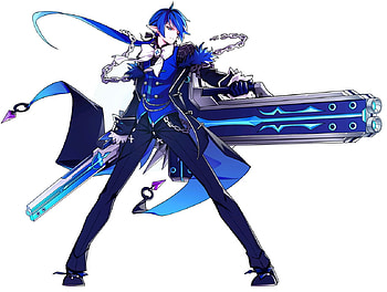 Royal Guard, dual-gun blades, elf ears, Ciel, character, Cross-Shaped Sniper, chain, elsword, game HD wallpaper