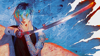 Boy With Sword, sword, artist, artwork, digital-art HD wallpaper