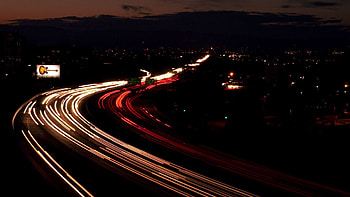 Cities, Night, Road, Turn, Movement, Traffic, Sign, Signboard HD wallpaper
