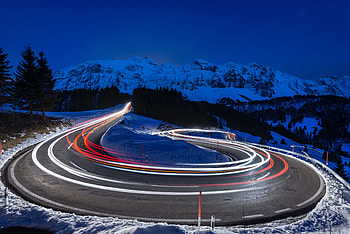 Nature, Mountains, Road, Switzerland, Long-Term Exposure HD wallpaper