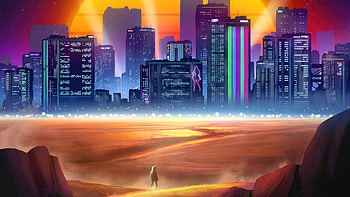Blazing Dreams In The Neon Sands, synthwave, artist, artwork, digital-art, artstation HD wallpaper