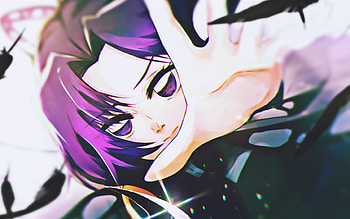 Kochou Shinobu, close-up, Demon Hunter, violet eyes, Kimetsu no Yaiba, Demon Slayer, artwork, manga, Shinobu Kocho, Giyu Tomioka HD wallpaper