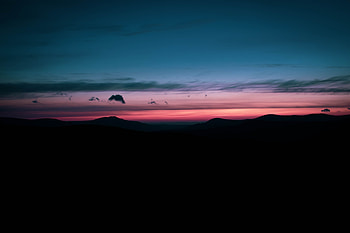 Sunset, hills, silhouette, dark, nature HD wallpaper