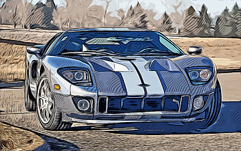 Ford GT, , vector art, Ford GT drawing, creative art, Ford GT art, vector drawing, abstract cars, car drawings, Ford HD wallpaper
