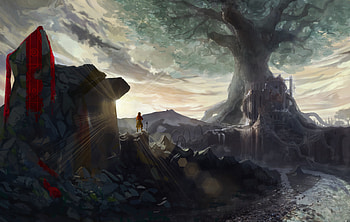 Anime Warrior Girl With Sword On Mountain Artwork , anime-girl, mountain, artwork, artist, digital-art, sword HD wallpaper