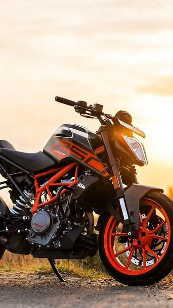 Duke Bike, Sunset, Background HD phone wallpaper