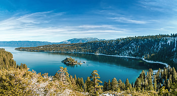 Emerald Bay, Winter wonderland, Remy Moose Manley, Lake Tahoe HD wallpaper