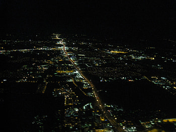 City at Night From The Air, city scene, city view, air travel, airplane HD wallpaper