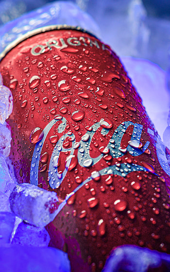 Coca Cola, cold, ice, aluminum, water, red, can, Waterdrop, icecold, blue, fresh, graphy HD phone wallpaper