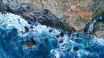 Nature, Water, Sea, Rocks, View From Above, Shore, Bank HD wallpaper