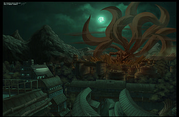 Kyuubi, night, scary, shippuuden, terror, gloom, town, eerie, creepy, scenery, darkness, scare, moon, scenic, shippuden, naruto shippuden, scene, city, house, landscape, gloomy, monster, dark, war, naruto shippuuden, creep, anime, building, horror, naruto, creature, home HD wallpaper