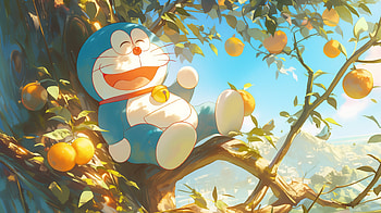 Serene Doraemon in Orchard -, Anime, Doraemon HD wallpaper