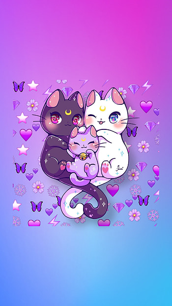 Purple Kitty’s, kittys, cute, , anime, kitty HD phone wallpaper