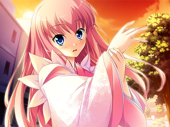 Confused, cute, game, kimono, cg HD wallpaper