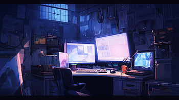 Lofi Cyberpunk Desk, lofi, Anime, desk HD wallpaper