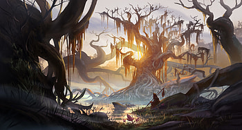 Nature, big tree, forest, fantasy, art HD wallpaper