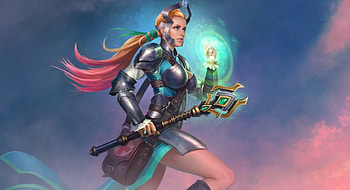 Healer Cassandra, blue, girl, juggernaut wars, woman, pink, fantasy, magical, game HD wallpaper