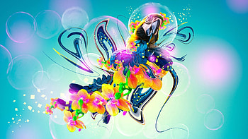 Abstract, Flowers, Parrots, Patterns HD wallpaper