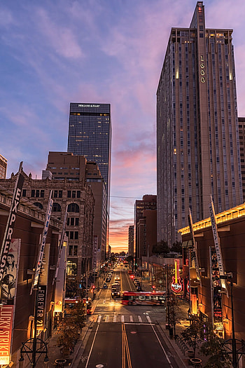 Denver Skyline, Sunrise view, Downtown Denver, City buildings HD phone wallpaper
