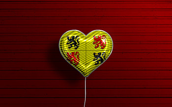 I Love Hainaut, , realistic balloons, red wooden background, Day of Hainaut, belgian provinces, flag of Hainaut, Belgium, balloon with flag, Provinces of Belgium, Hainaut flag, Hainaut HD wallpaper