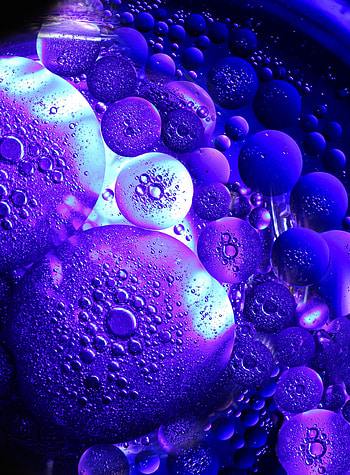 Bubbles, Drops, Transparent, Macro, Dark, Circles, Structure, Purple HD phone wallpaper