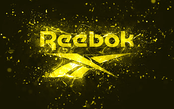 Reebok yellow logo, , yellow neon lights, creative, yellow abstract background, Reebok logo, brands, Reebok HD wallpaper