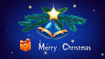 Merry Christmas, blue, bell, vector, christmas HD wallpaper