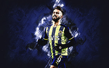 Diego Rossi, Fenerbahce, Uruguayan football player, blue stone background, football, Turkey HD wallpaper