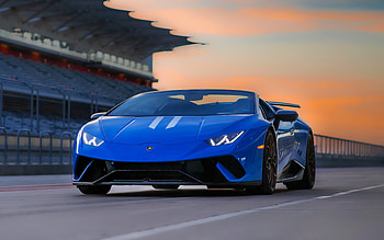 Lamborghini Huracan, roadster, front view, race track, blue Huracan, supercars, Italian sports cars, Lamborghini HD wallpaper