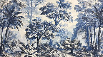 Blue Toile de Jouy Jungle — Peel & Stick Quad, Jungle HD wallpaper