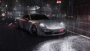 Car, Sports, Rain, Cars, Machine, Grey, Sports Car, Street HD wallpaper
