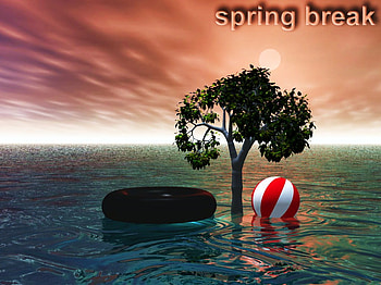 Springbreak, ball, tube, break, sky, floating, spring, water, tree HD wallpaper