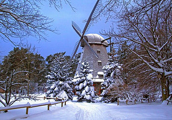 Wind Mill, beautiful, in winter HD wallpaper