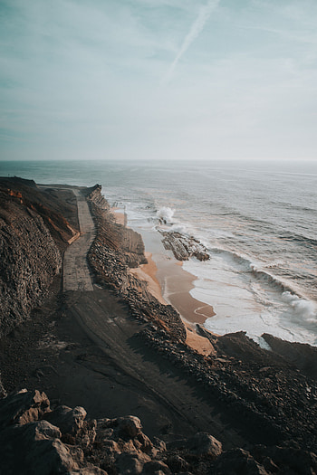 Nature, Sea, View From Above, Coast, Road, Break, Precipice HD phone wallpaper