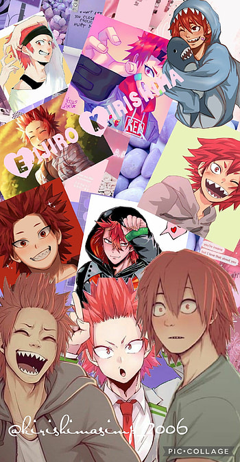Eijiro kirishima, pink, red riot, mha, bnha, light purple, class 1a, cute, anime HD phone wallpaper