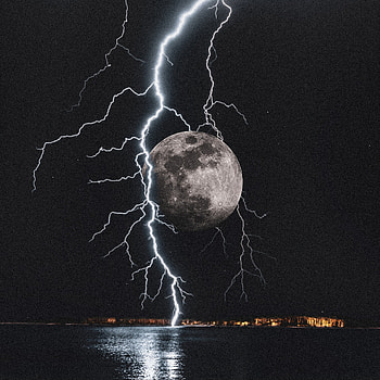 Moon, lightning, sky HD phone wallpaper
