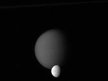 Titan and Tethys, Saturns Moons..., moon, love, of, under, the HD wallpaper