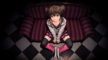 Anime Girl Sitting On Couch Looking Above, anime-girl, anime, artist, artwork, digital-art HD wallpaper