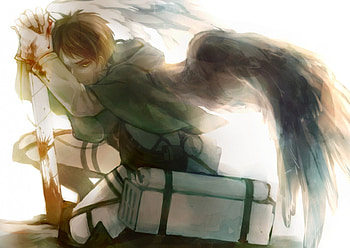 Tsubasa, scouting legion, eren yeager, wings, 3d gear, shingeki no kyojin, eren jeager, blade, attack on titan, anime, titan, wings of dom, blood, eren HD wallpaper