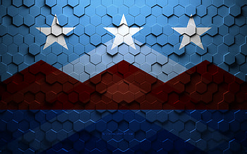 Flag of Peoria, Arizona, honeycomb art, Peoria hexagons flag, Peoria, 3d hexagons art, Peoria flag HD wallpaper