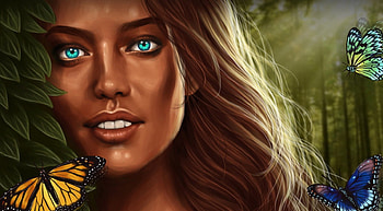 Butterfly Girl, butterflies, leaves, fantasy, trees, girl, fly, green eyes HD wallpaper