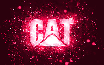 Caterpillar pink logo, , CaT, pink neon lights, creative, pink abstract background, Caterpillar logo, CaT logo, brands, Caterpillar HD wallpaper
