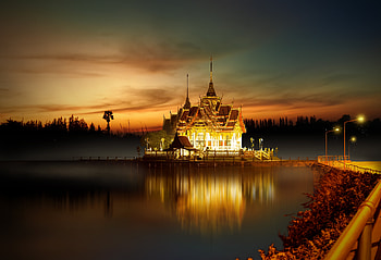 Cities, Architecture, Asia, Illumination, Buddhism, Temple, Lighting HD wallpaper