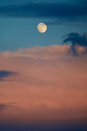 Nature, Twilight, Clouds, Dusk, Evening, Full Moon HD phone wallpaper