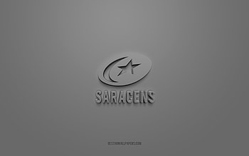 Saracens FC, creative 3D logo, gray background, Premiership Rugby, 3d emblem, English rugby Club, England, 3d art, rugby, Saracens FC 3d logo HD wallpaper