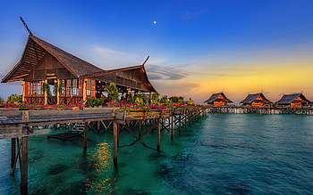 Hainan Island China, Bungalow, China, Sunset, Asia HD wallpaper