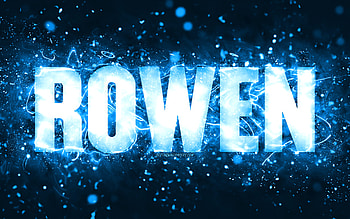Happy Birtay Rowen, , blue neon lights, Rowen name, creative, Rowen Happy Birtay, Rowen Birtay, popular american male names, with Rowen name, Rowen HD wallpaper