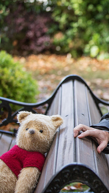 Christopher Robin movie, featuring Ewan McGregor, Winnie the Pooh, 6K resolution HD phone wallpaper