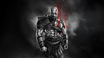 Unleash The Kratos, kratos, artwork, digital-art, monochrome, black-and-white, games, video-games, artstation HD wallpaper
